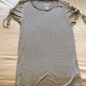 Striped Criss-Crossed Casual Tee